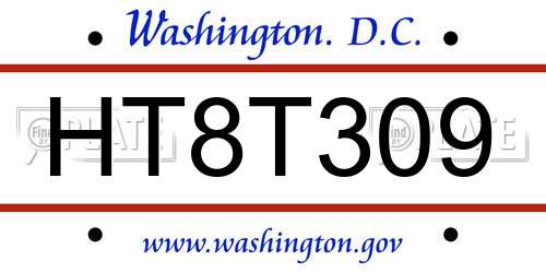 HT8T309 District Of Columbia License Plate