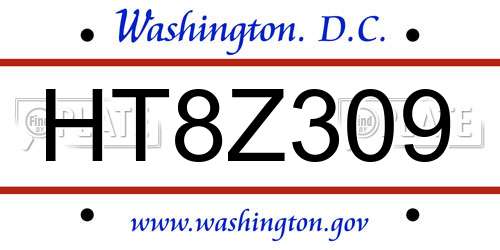 HT8Z309 District Of Columbia License Plate