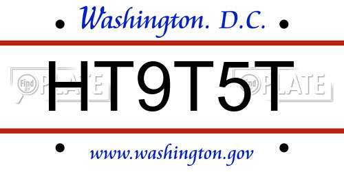 HT9T5T District Of Columbia License Plate