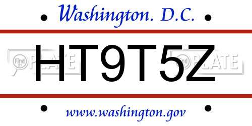HT9T5Z District Of Columbia License Plate