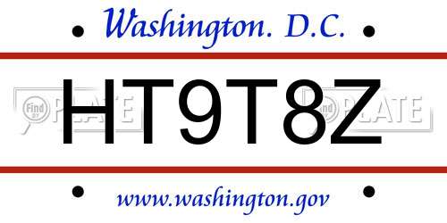 HT9T8Z District Of Columbia License Plate