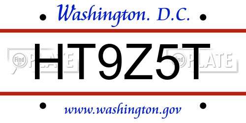 HT9Z5T District Of Columbia License Plate