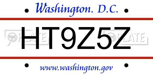 HT9Z5Z District Of Columbia License Plate
