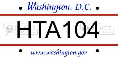 HTA104 District Of Columbia License Plate