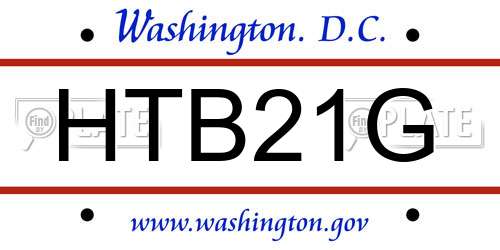 HTB21G District Of Columbia License Plate