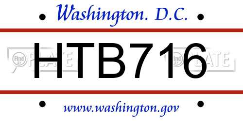 HTB716 District Of Columbia License Plate