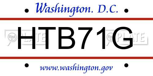 HTB71G District Of Columbia License Plate