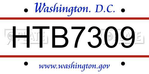 HTB7309 District Of Columbia License Plate
