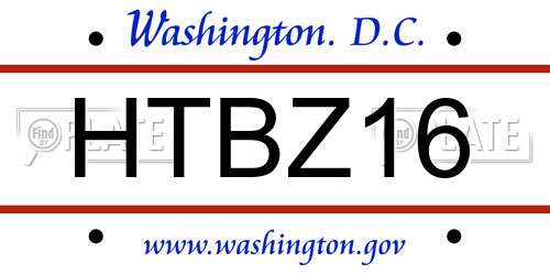 HTBZ16 District Of Columbia License Plate