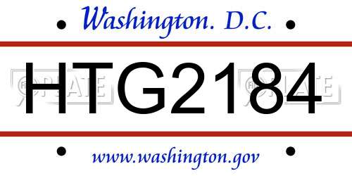 HTG2184 District Of Columbia License Plate