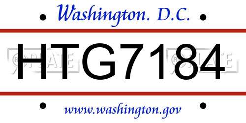 HTG7184 District Of Columbia License Plate