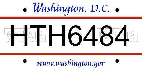 HTH6484 District Of Columbia License Plate