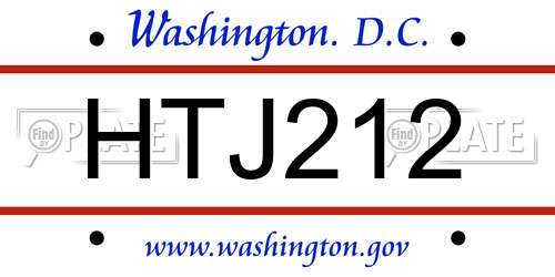HTJ212 District Of Columbia License Plate