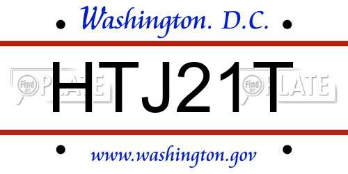 HTJ21T District Of Columbia License Plate