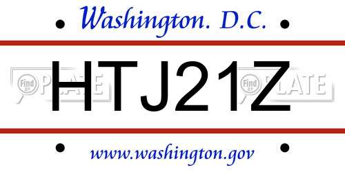 HTJ21Z District Of Columbia License Plate