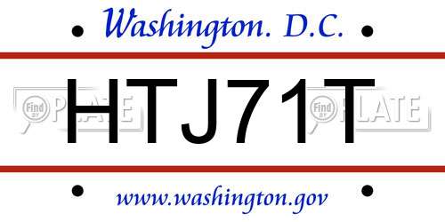 HTJ71T District Of Columbia License Plate