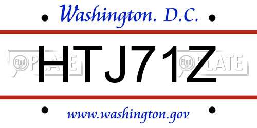 HTJ71Z District Of Columbia License Plate