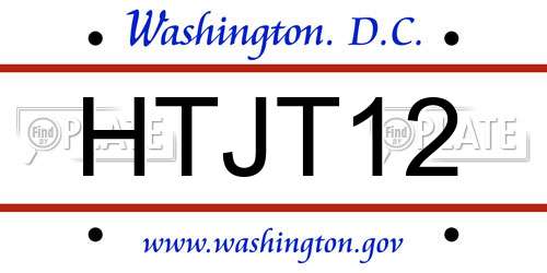 HTJT12 District Of Columbia License Plate