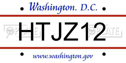 HTJZ12 District Of Columbia License Plate