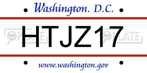 HTJZ17 District Of Columbia License Plate