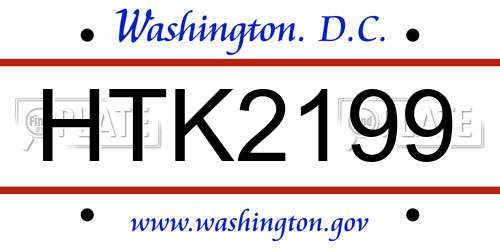 HTK2199 District Of Columbia License Plate