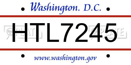 HTL7245 District Of Columbia License Plate