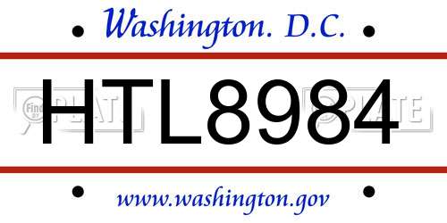 HTL8984 District Of Columbia License Plate