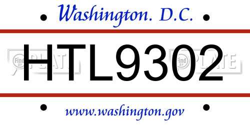 HTL9302 District Of Columbia License Plate