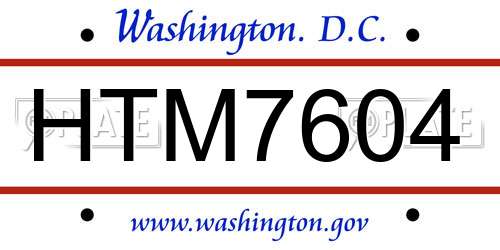 HTM7604 District Of Columbia License Plate