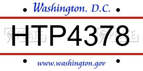 HTP4378 District Of Columbia License Plate