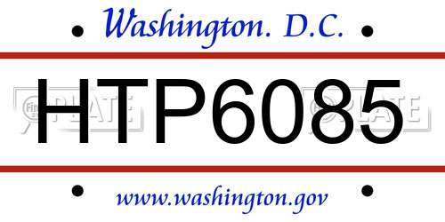 HTP6085 District Of Columbia License Plate