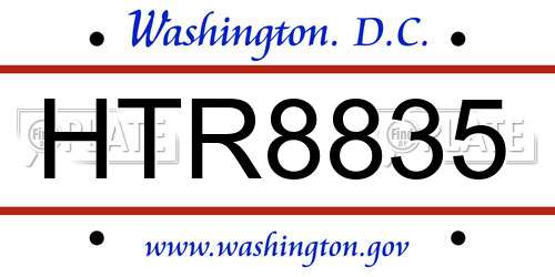 HTR8835 District Of Columbia License Plate