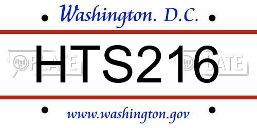 HTS216 District Of Columbia License Plate