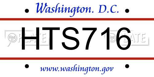 HTS716 District Of Columbia License Plate