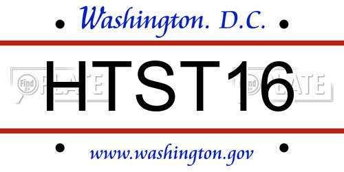 HTST16 District Of Columbia License Plate