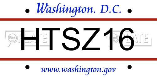 HTSZ16 District Of Columbia License Plate
