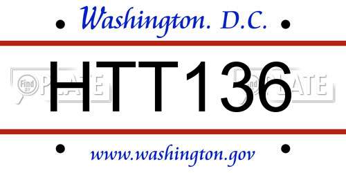 HTT136 District Of Columbia License Plate