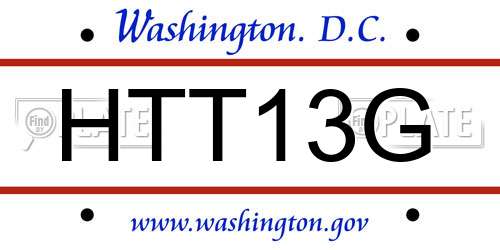 HTT13G District Of Columbia License Plate