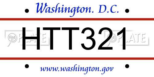 HTT321 District Of Columbia License Plate