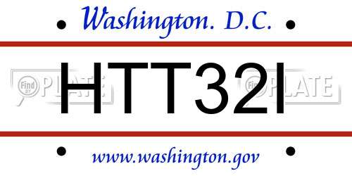 HTT32I District Of Columbia License Plate