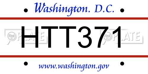 HTT371 District Of Columbia License Plate