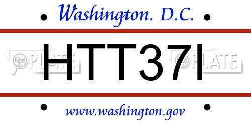 HTT37I District Of Columbia License Plate
