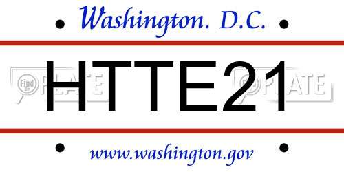 HTTE21 District Of Columbia License Plate