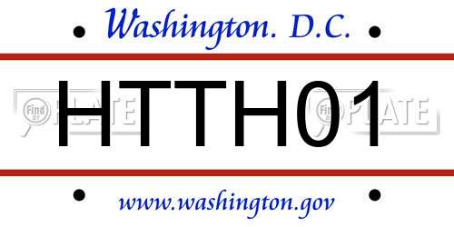 HTTH01 District Of Columbia License Plate