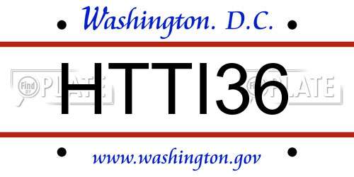 HTTI36 District Of Columbia License Plate