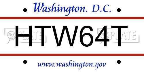 HTW64T District Of Columbia License Plate
