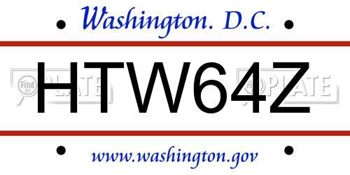 HTW64Z District Of Columbia License Plate