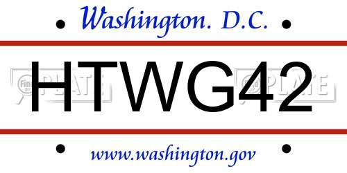 HTWG42 District Of Columbia License Plate