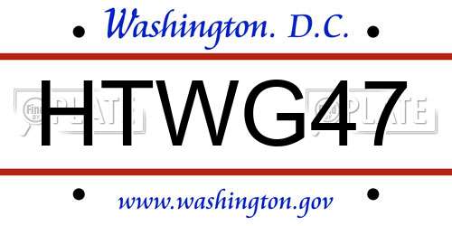 HTWG47 District Of Columbia License Plate