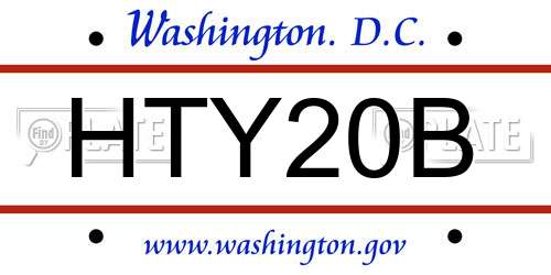 HTY20B District Of Columbia License Plate